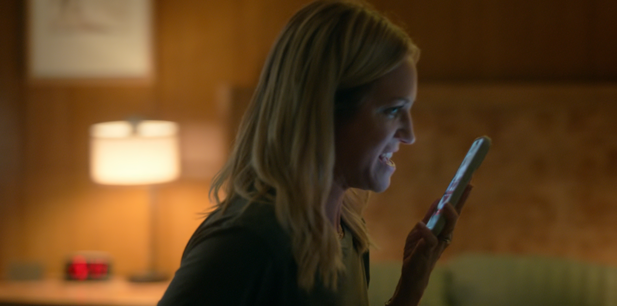 Sophie screaming on the phone in The Hunting Wives